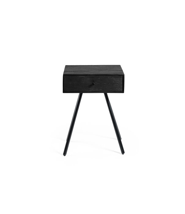 Duverger® Black - Table de chevet - noir - acacia - 1 tiroir