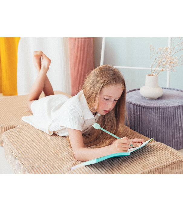 WigiWama Poofy - Pouf enfant - Blueberry - bleu - velours côtelé