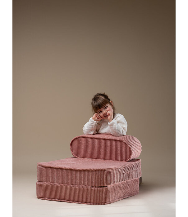 WigiWama Flip Chair - Kindersessel - Pink Mousse – rosa - gerippter Samt