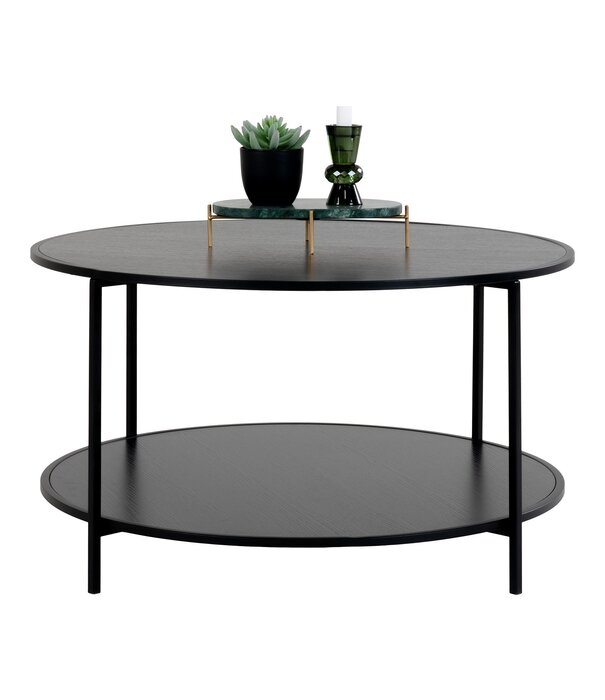 Duverger® Scanditable - Table basse - ronde - panneau de particules - noir - châssis acier