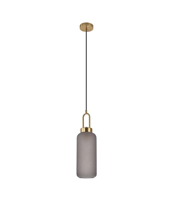 Duverger® Pendant - Lampe suspendue - cylindre - verre fumé - cuivre - 1 point lumineux