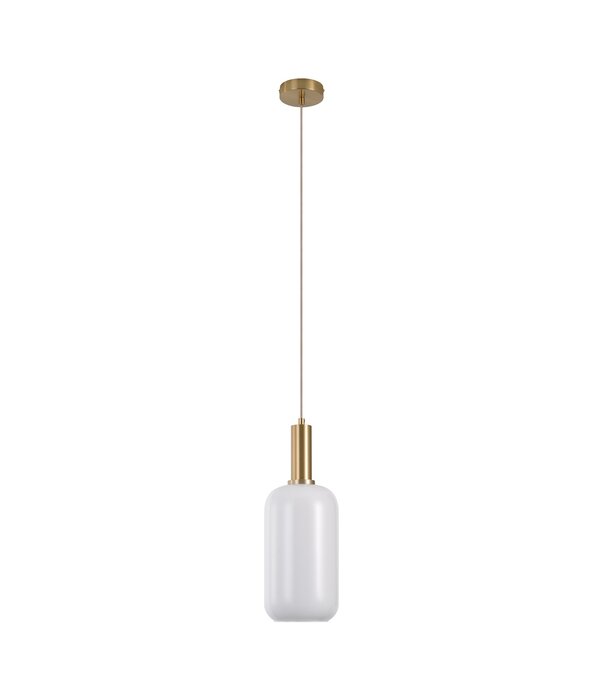 Duverger® Faberge - Lampe suspendue - cylindre - blanc - verre - cuivre - 1 point lumineux