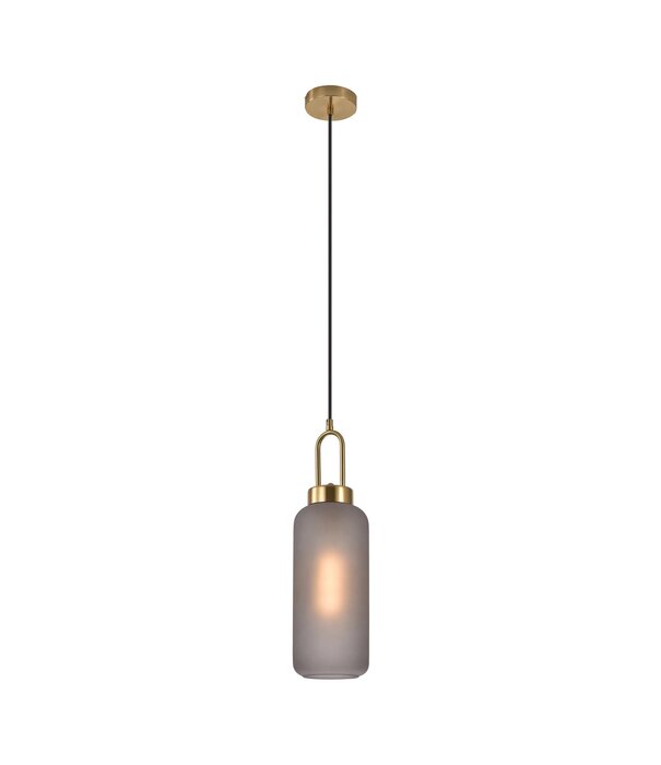 Duverger® Pendant - Hanglamp - cilinder - gerookt glas - koper - 1 lichtpunt