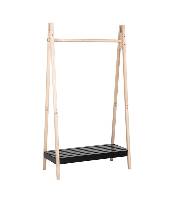 Duverger® Paulownia - Porte-manteau - paulownia - naturel - MDF - noir - tringle - étagère