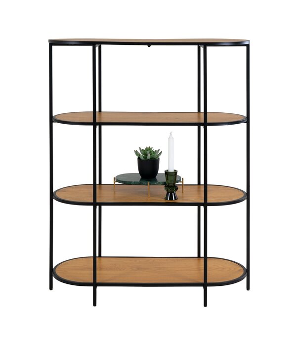 Duverger® Scandirack - Rek - spaanplaat - eikenlook - stalen frame - 4 schappen - ovaal