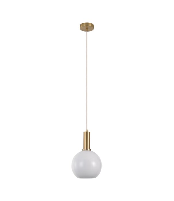 Duverger® Faberge - Lampe suspendue - ronde - blanc - verre - cuivre - 1 point lumineux