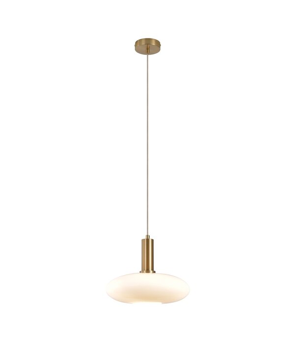 Duverger® Faberge - Lampe suspendue - ellipse - blanc - verre - cuivre - 1 point lumineux