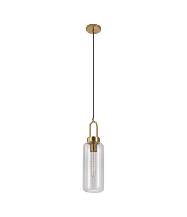 Duverger® Pendant - Hanglamp - cilinder - helder glas - koper - 1 lichtpunt