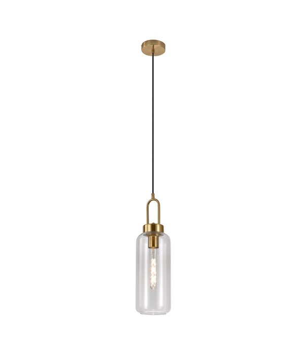 Duverger® Pendant - Hanglamp - cilinder - helder glas - koper - 1 lichtpunt