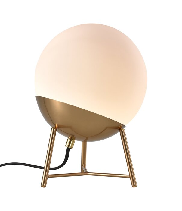 Duverger® Faberge - Lampe à poser - ronde - blanc - verre - cuivre - 1 point lumineux