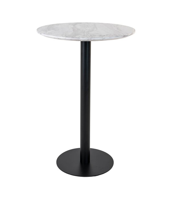 Duverger® Barbord - Table de bar - ronde - MDF - aspect marbre - base en acier - noir