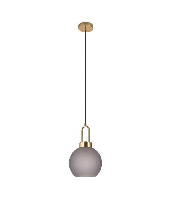 Duverger® Pendant - Lampe suspendue - boule - verre fumé - cuivre - 1 point lumineux