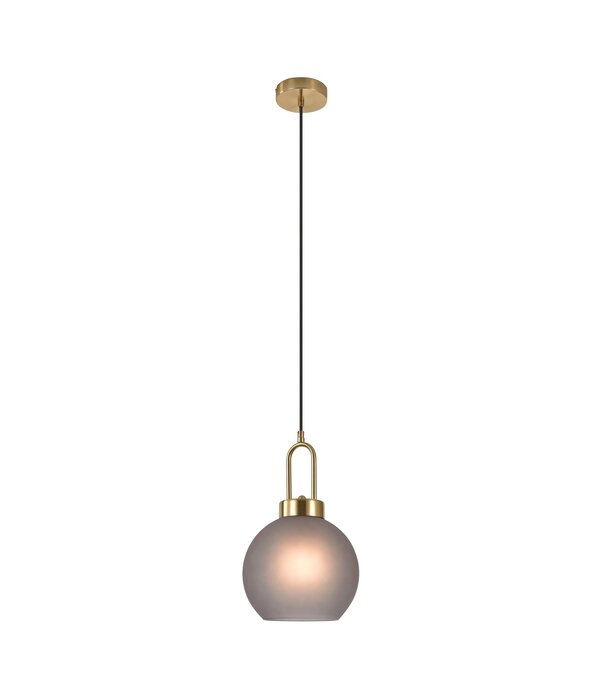 Duverger® Pendant - Hanglamp - bol - gerookt glas - koper - 1 lichtpunt