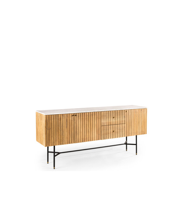 Duverger® Piano - Sideboard - L175cm - Mango - natürlich - Marmorplatte - weiß