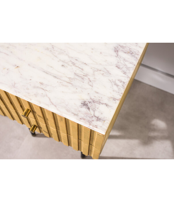Duverger® Piano - Buffet - L175cm - mangue - naturel - plateau en marbre - blanc