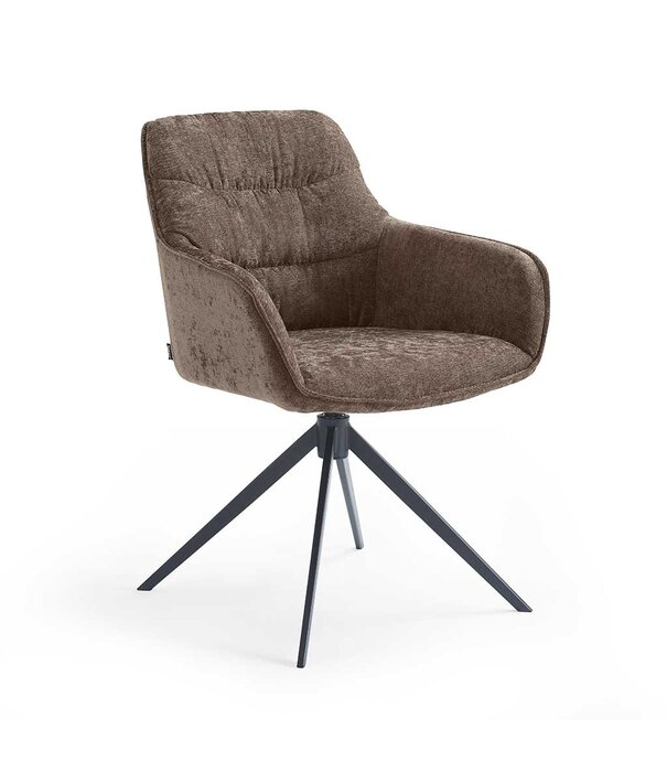 Duverger® Threehundredsixty - eetkamerfauteuil - oxfordstof - grijs taupe - 360° draaiend - stalen 4-poot