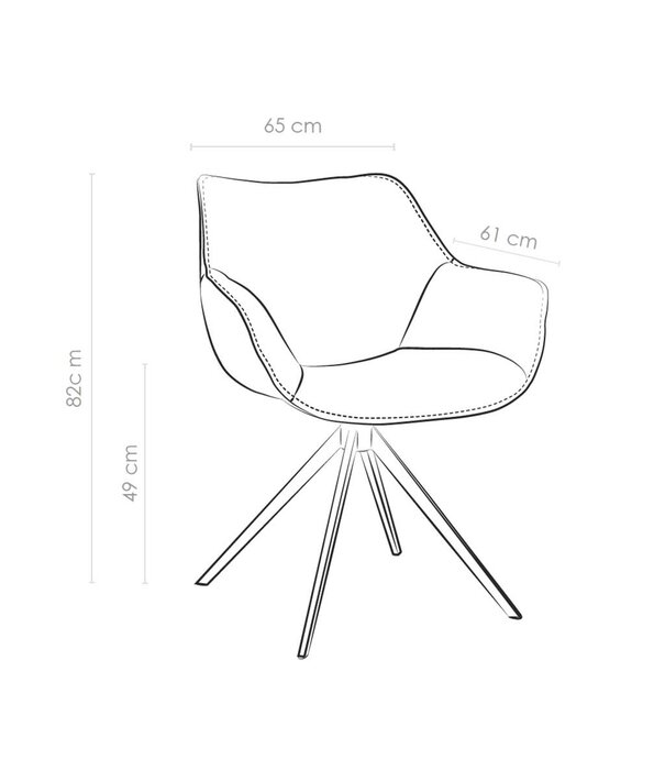 Duverger® Threehundredsixty - chaise de salle à manger - cuir - brun cognac - 360° rotatif - 4 pieds en acier