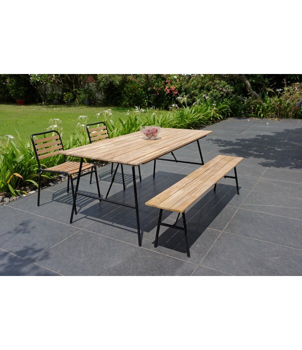 Duverger® Plegable - Gartenbank - L180cm - klappbar - Akazie - Stahlbeine