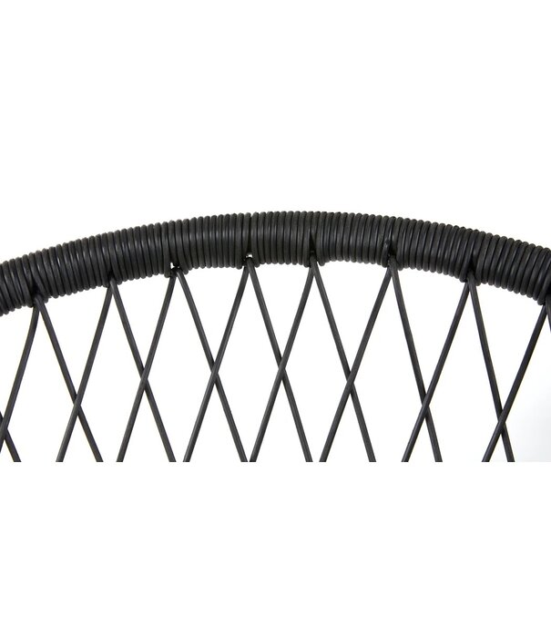 Duverger® Benajarafe - Fauteuil de jardin - rotin - noir - structure en alu - pieds en acier - 2 coussins écrus