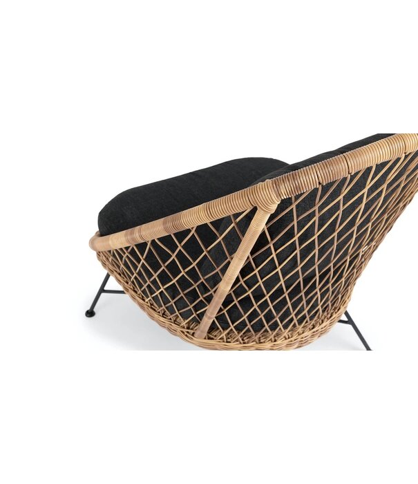 Duverger® Benajarafe - Tuinfauteuil - rotan wicker - naturel - alu frame - stalen poten - 2 zwarte kussens