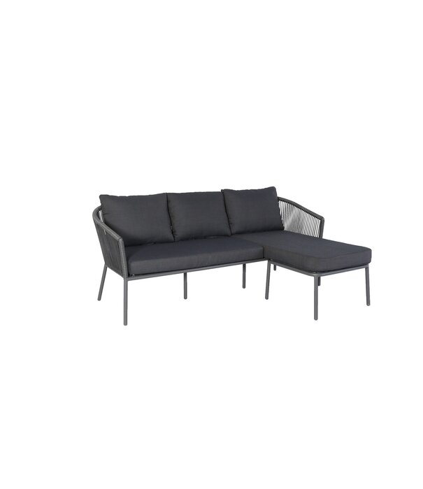 Duverger® LaZubia - Canapé de jardin - chaise longue - anthracite - structure en acier - cordon en osier - 5 coussins - gris foncé