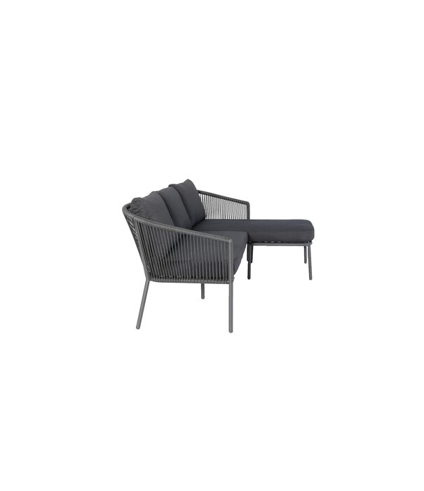 Duverger® LaZubia - Canapé de jardin - chaise longue - anthracite - structure en acier - cordon en osier - 5 coussins - gris foncé