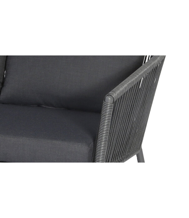 Duverger® LaZubia - Tuinsofa - chaise longue - antraciet - stalen frame - wicker koord - 5 kussens - donkergrijs