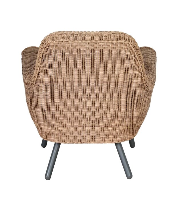 Duverger® Jatar - Tuinfauteuil - rotan wicker - naturel - taupe kussen - stalen frame en poten