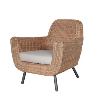 Jatar tuinfauteuil - rotan wicker - naturel - taupe kussen - stalen frame en poten