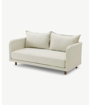 Nerja garden lounge - sofa - 2zit - wit geweven - stalen frame - 3 ecru kussens - brandvertragend