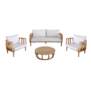 Malaga - Tuinloungeset - set van 4 - acacia - teak look - kussens ecru