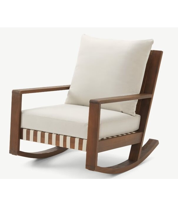 Duverger® Zaffaraya - Schommelfauteuil - acacia - donker teak look - kussens zandkleur