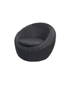 Iznate - Fauteuil de jardin - osier noir - structure en aluminium - coussin noir