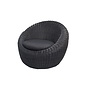 Iznate - Fauteuil de jardin - osier noir - structure en aluminium - coussin noir