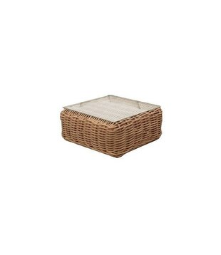 Vinuela Garden Tuinsalontafel - rotan wicker - naturel - glazen blad - stalen frame