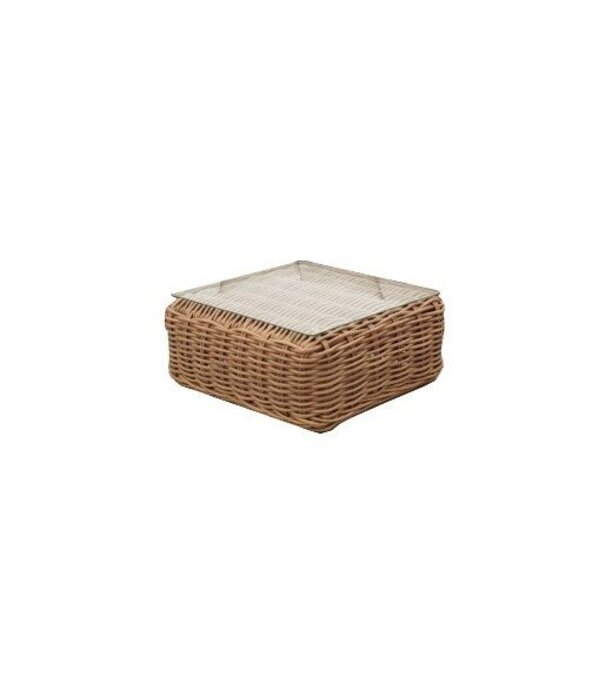 Duverger® Vinuela - Tuintafel - rotan wicker - naturel - glazen blad - stalen frame