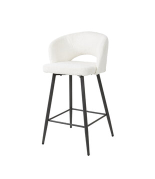 Gossamer - Tabouret de bar - lot de 2 - bouclé - base en métal - blanc