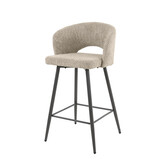 Gossamer - Tabouret de bar - lot de 2 - bouclé - base en métal - couleur sable