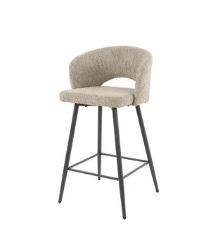 Gossamer - Tabouret de bar - lot de 2 - bouclé - base en métal - couleur sable