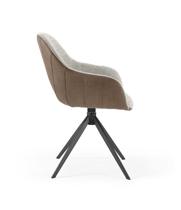Duverger® Threehundredsixty - fauteuil de salle à manger - bull - brown - sneak - grey - 360° rotating - steel 4-feet
