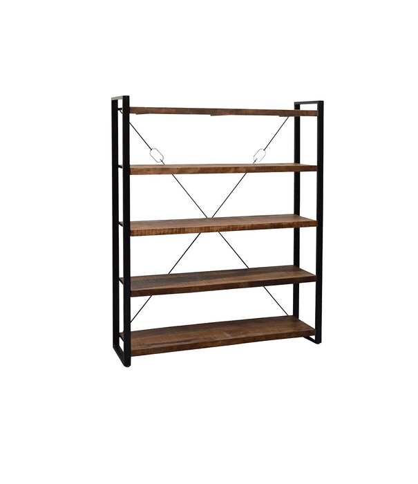 Duverger® Robust - Boekenrek - 5 leggers - naturel mangohout - staal