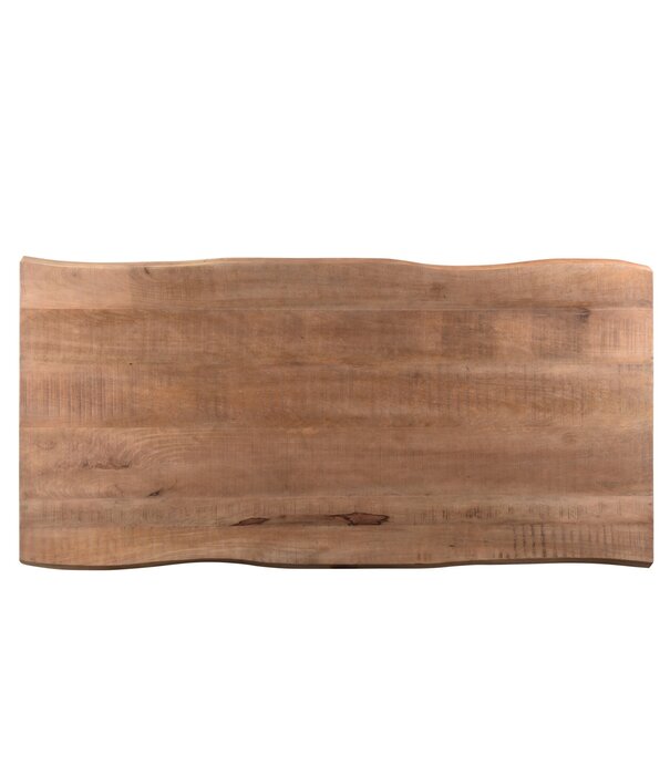 Duverger® Omerta - Table de salle à manger - rectangulaire - tronc d'arbre - 220cm - mangue - naturel - pied en U en acier - laqué noir