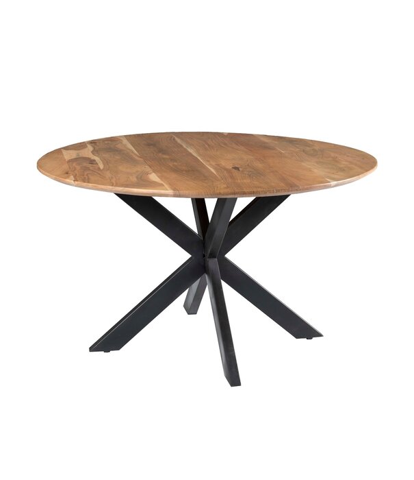 Duverger® Nordic - Table de salle à manger - acacia - naturel - ronde - dia 120cm - pied araignée - acier laqué