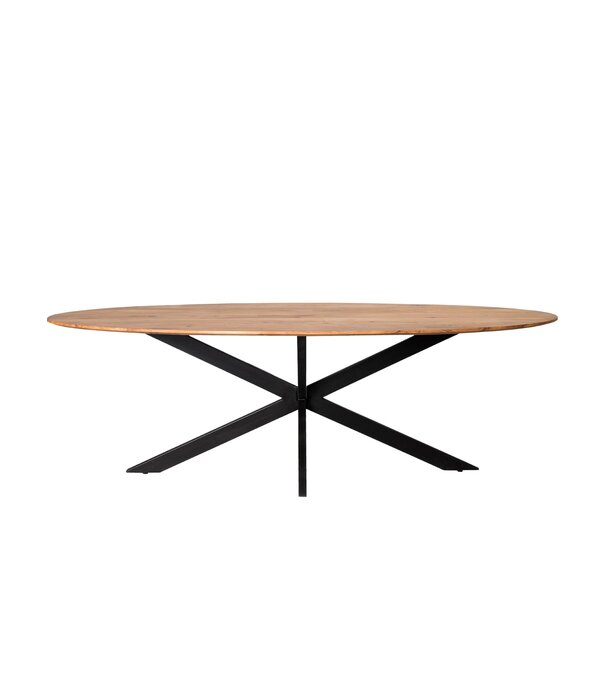 Duverger® Nordic - Table de salle à manger - acacia - naturel - ovale - L 240cm - pied araignée - acier laqué