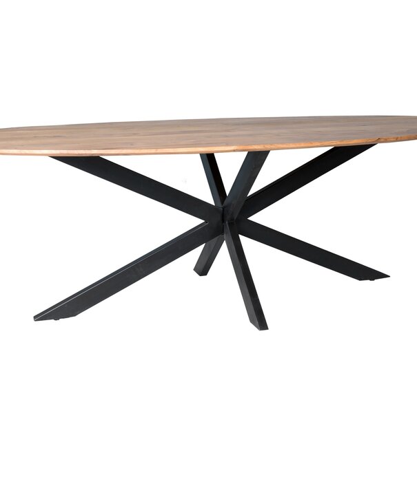 Duverger® Nordic - Eettafel - acacia - naturel - ovaal - L 240cm - spider poot - gecoat staal