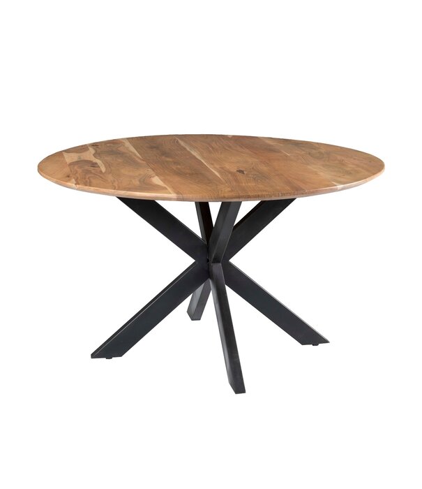 Duverger® Nordic - Table de salle à manger - acacia - naturel - ronde - dia 130cm - pied araignée - acier laqué