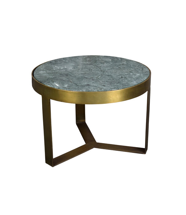 Duverger® Marble - Bijzettafel - 50cm - marmer - gecoat staal - groen - goud - rond