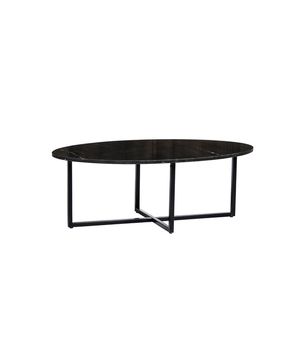 Duverger® Marble - Table basse - 100cm - marbre - acier laqué - noir - ovale