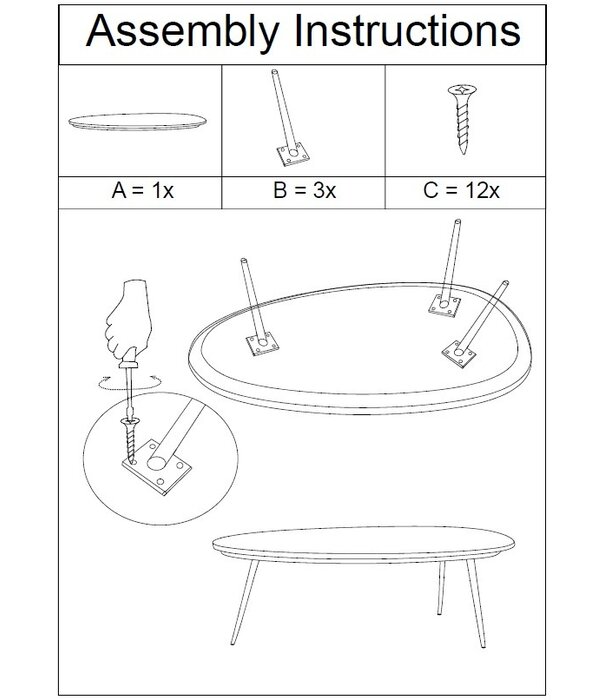 Duverger® Marble - Salontafel - 70cm - marmer - gecoat staal - zwart - ovaal