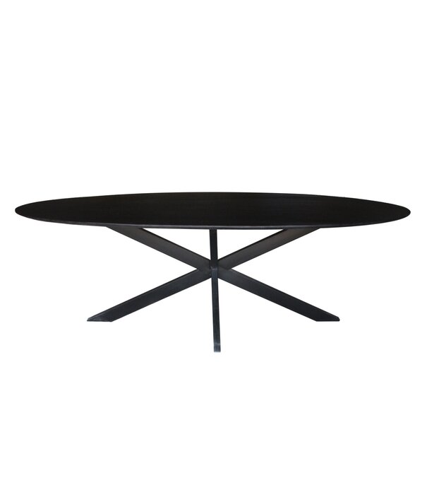 Duverger® Nordic - Eettafel - acacia - zwart - 240cm - ovaal - spiderpoot - gecoat staal